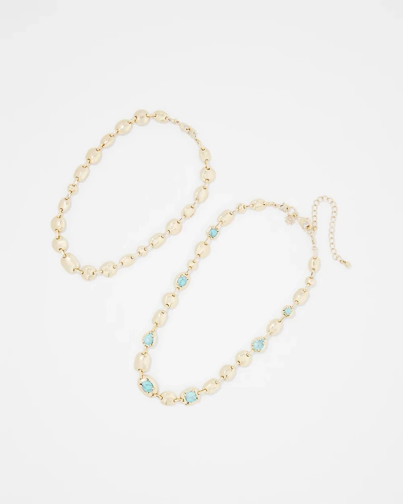 Turquoise + Gold Multistrand Necklace