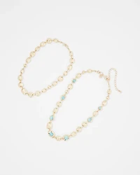 Turquoise + Gold Multistrand Necklace