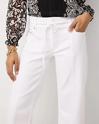 Braided Belt High Rise Wide Leg Crop Jean