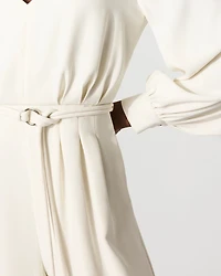 Sheer Sleeve Crepe Jumpsuit
