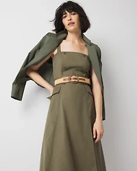 Petite Asymmetric Trench Midi Dress