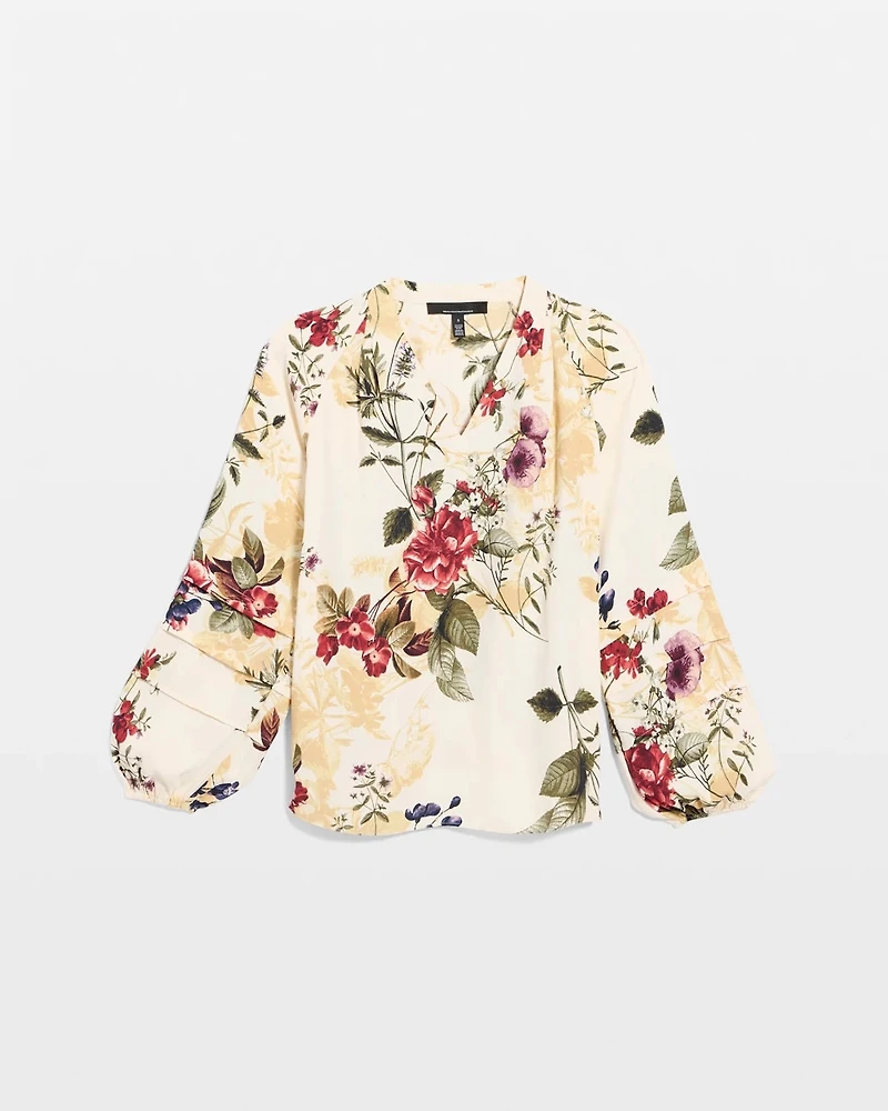 Pleated Sleeve Crepe Blouse