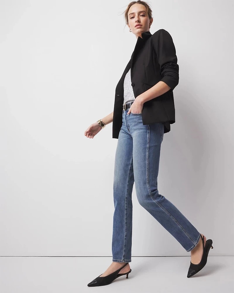 Petite High-Rise Straight Full-Length Jeans