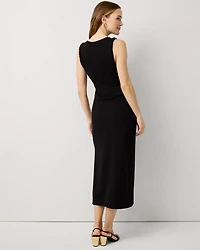 Petite Ruched Sleeveless Midi Dress