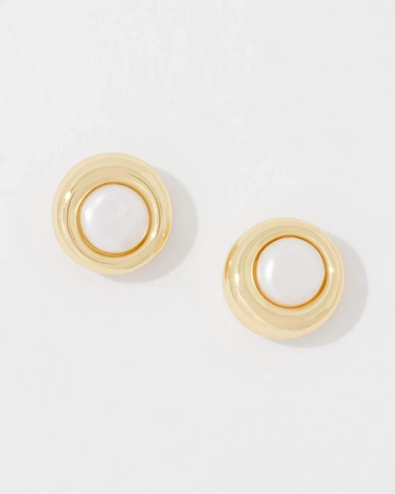 Gold + Pearl Stud Earrings
