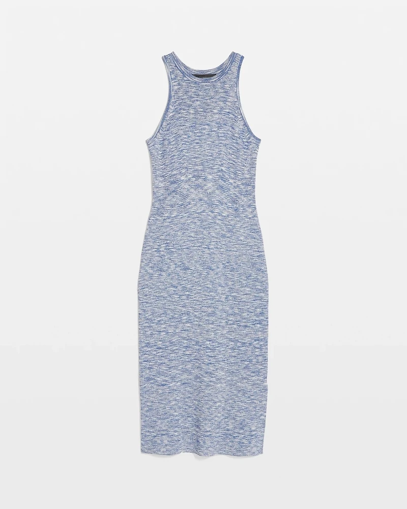 Space-Dye Ribbed Midi Dress with Lurex
