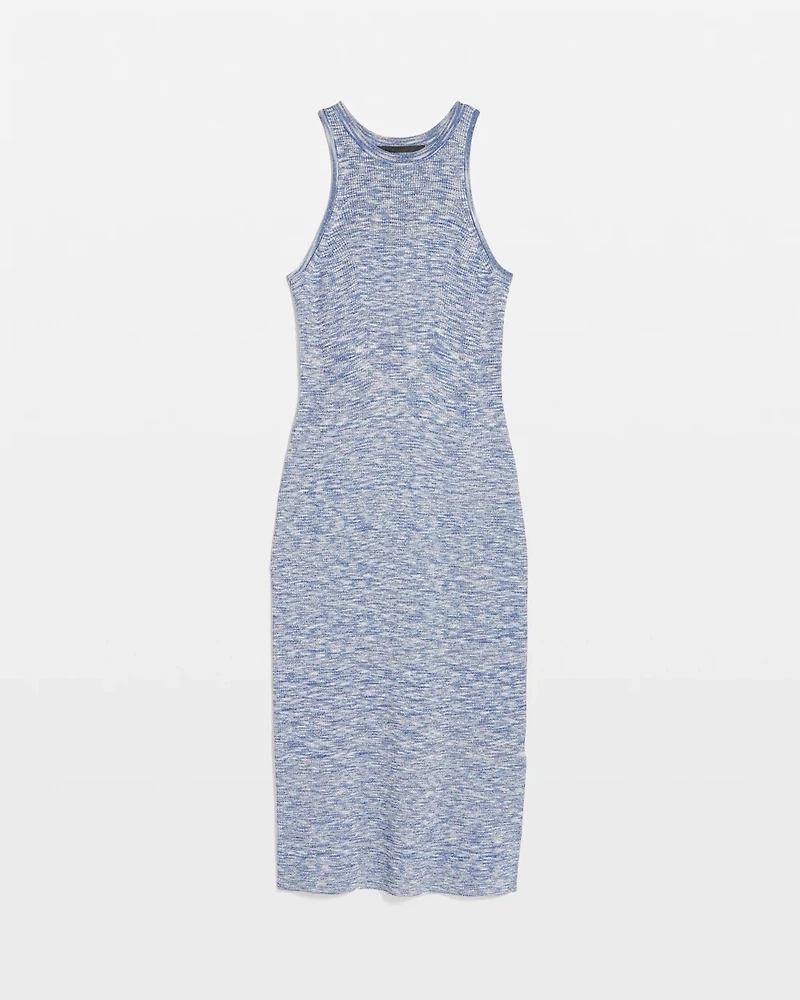 Space-Dye Ribbed Midi Dress with Lurex
