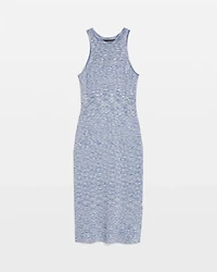 Space-Dye Ribbed Midi Dress with Lurex