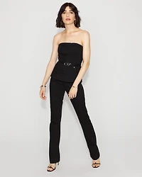 Petite Strapless Denim Boot Jumpsuit