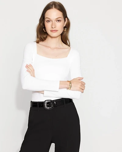 WHBM FORME™ All Ways Stretch Square Neck Long-Sleeve Tee