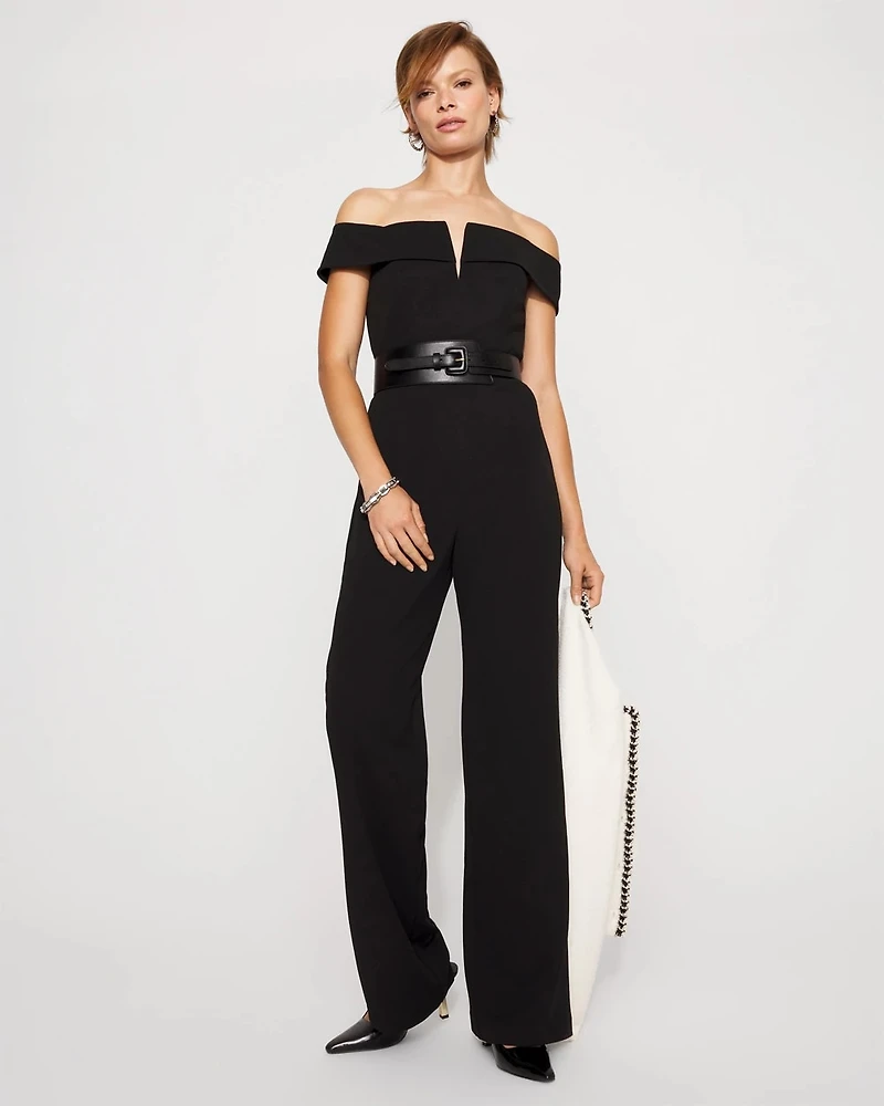 Off-The-Shoulder Crepe Jumpsuit