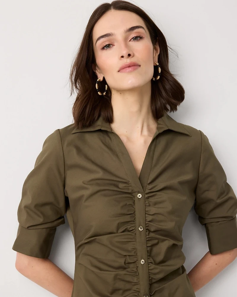 Ruched Shirt Dress