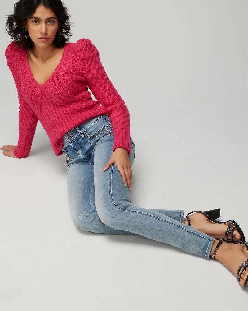 High-Rise Everyday Stretch Embellished Skinny Jeans