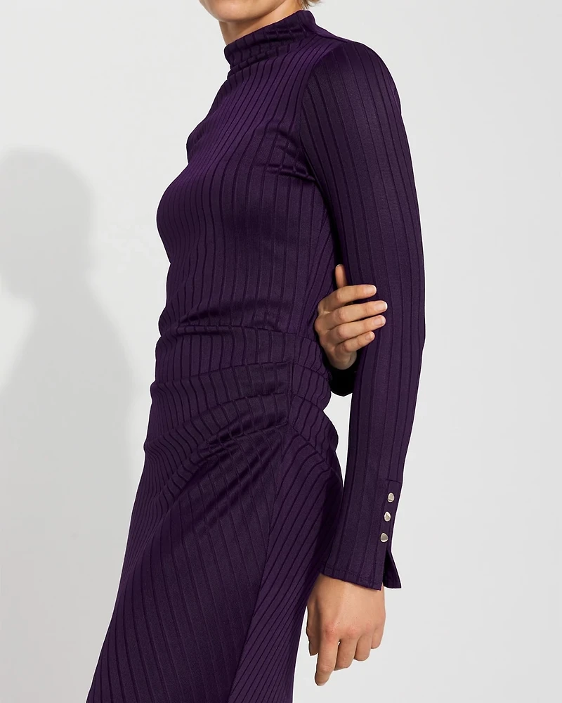 Petite Ribbed Long Sleeve Maxi Dress