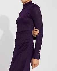 Petite Ribbed Long Sleeve Maxi Dress