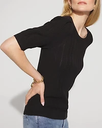 Pointelle Puff Sleeve Sweater