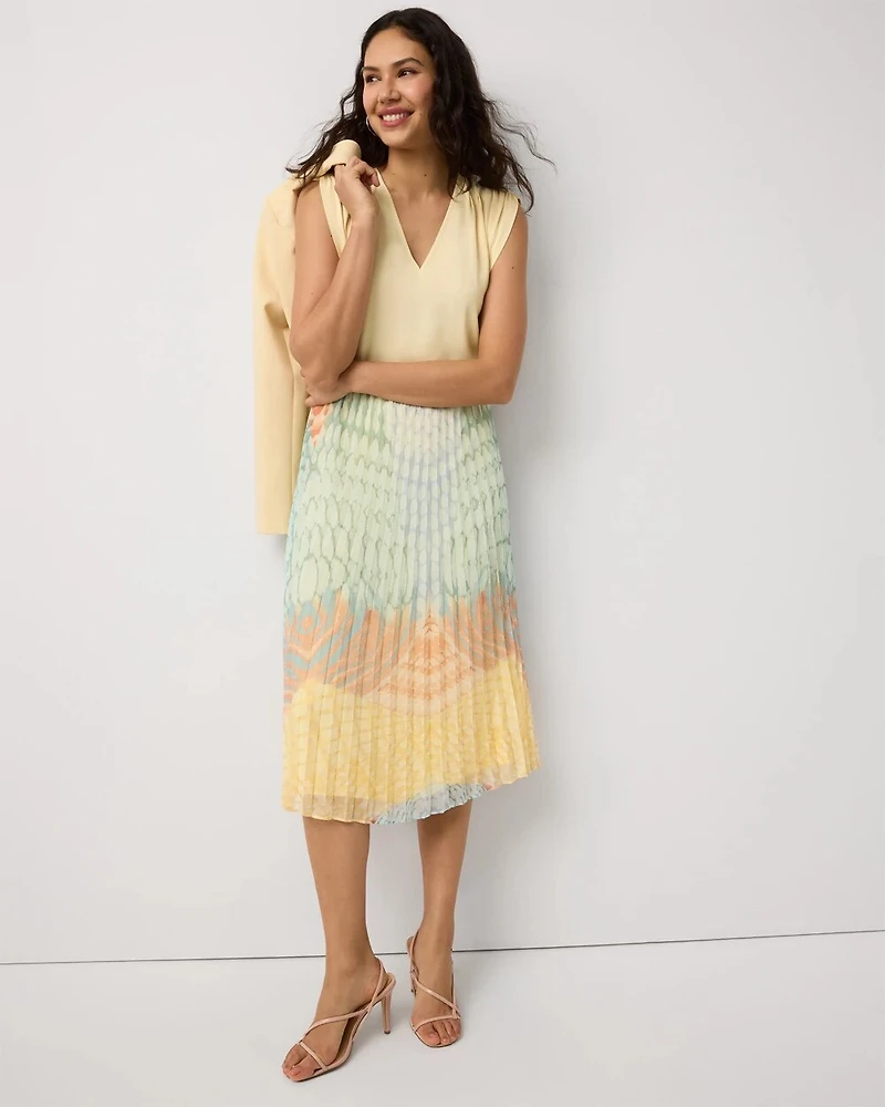 Pleated Chiffon Midi Skirt