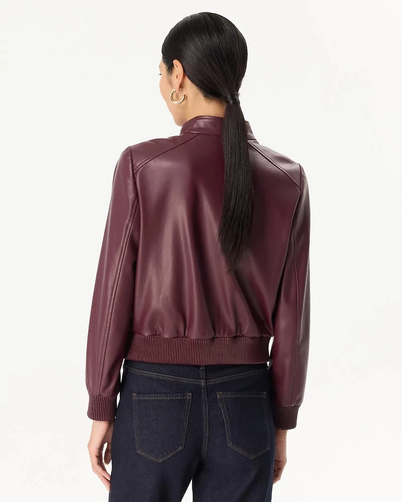 Faux Leather Bomber Jacket