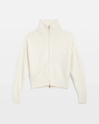 Petite Wool-Blend Zip-Front Cardigan