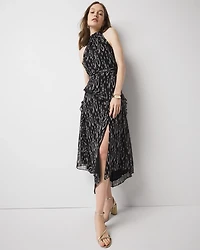 Ruffle Halter Midi Dress