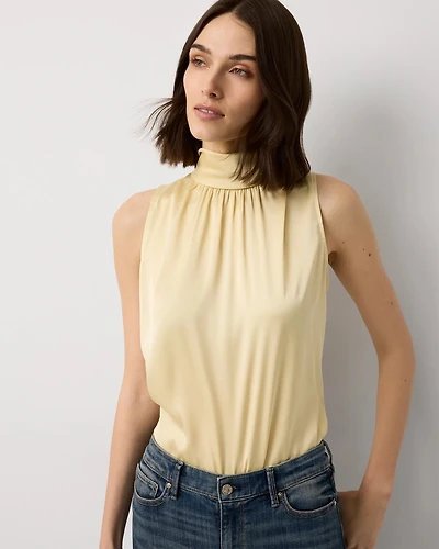 Bow Back Satin Halter Blouse