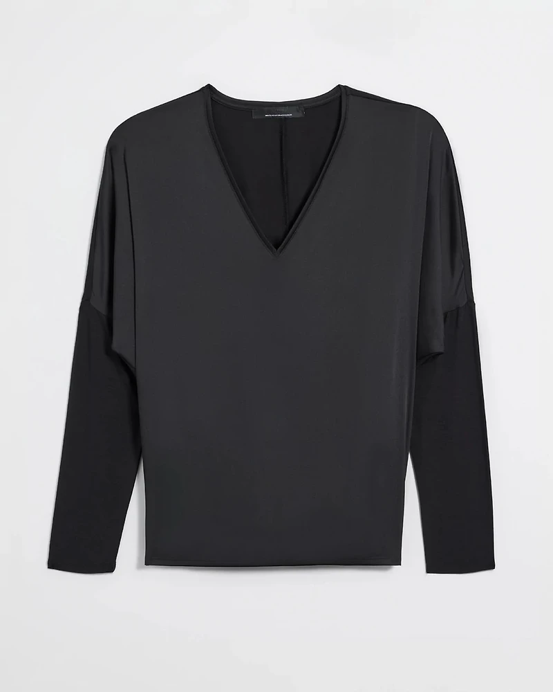 Woven Front Long Sleeve Tee