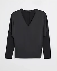 Woven Front Long Sleeve Tee