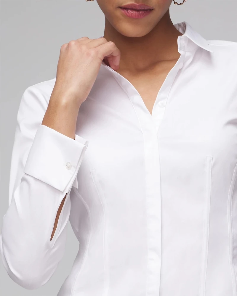 Long Sleeve Seamed Detail Poplin Shirt