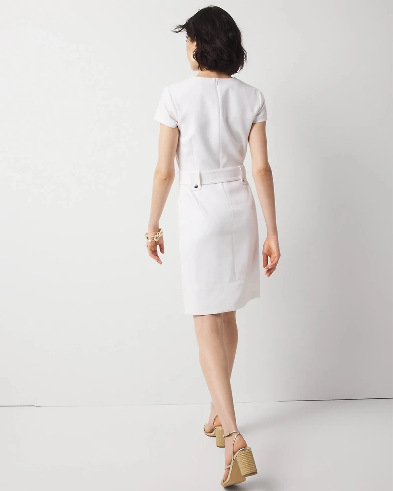 Petite Belted Ponte Shirt Dress
