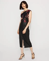 Satin Blouse Sheath Dress