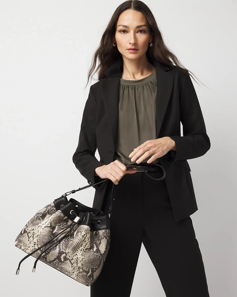 Python Drawstring Bucket Bag