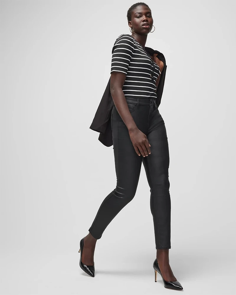 High-Rise Coated Skinny Jeans