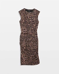 Cap-Sleeve Matte Jersey Ruched Side Dress