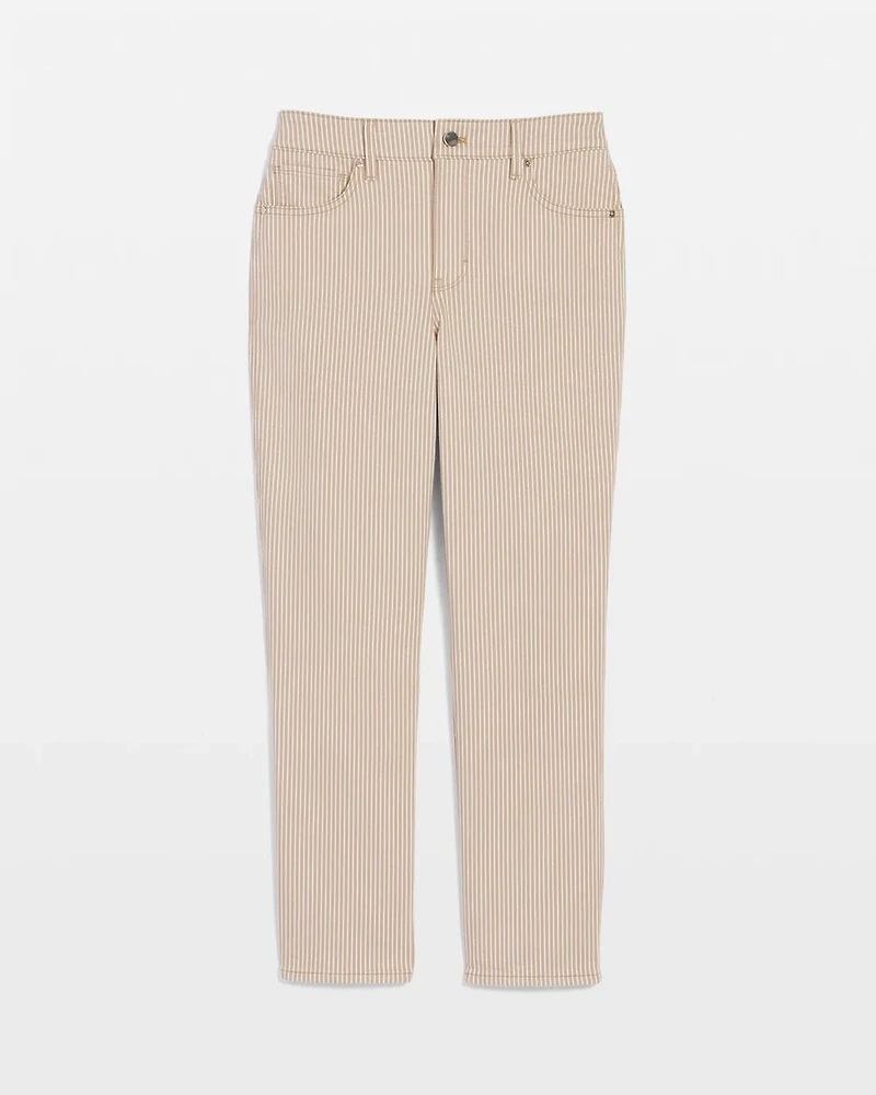 Petite High-Rise Striped Straight Jean