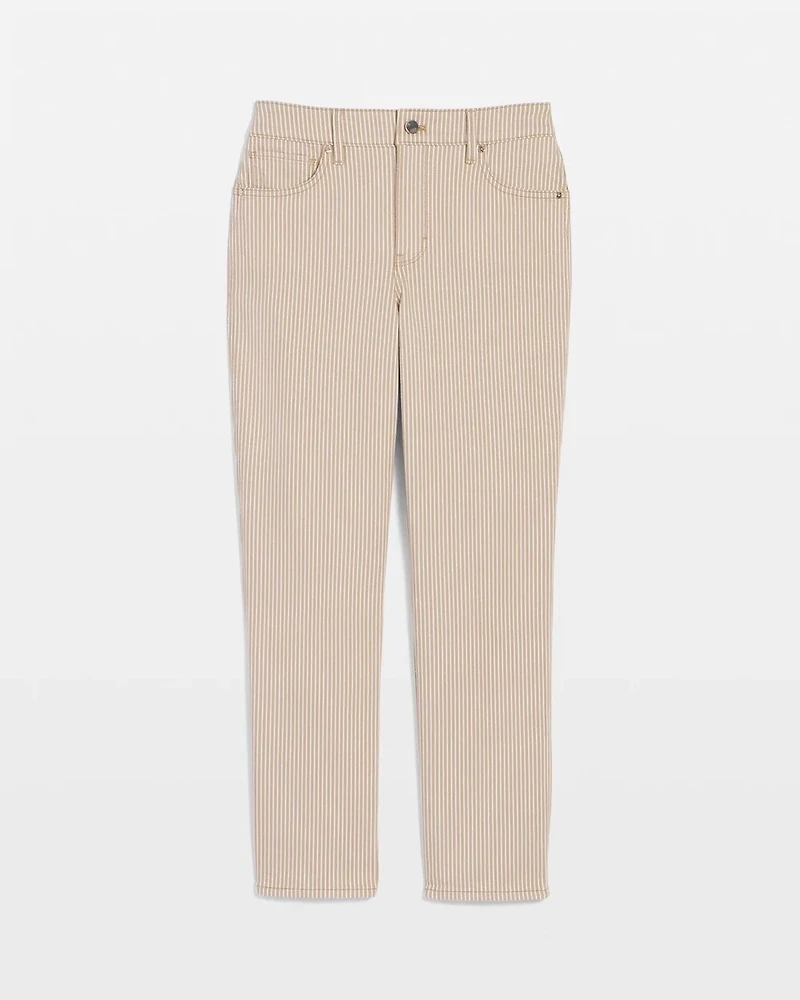 Petite High-Rise Striped Straight Jean