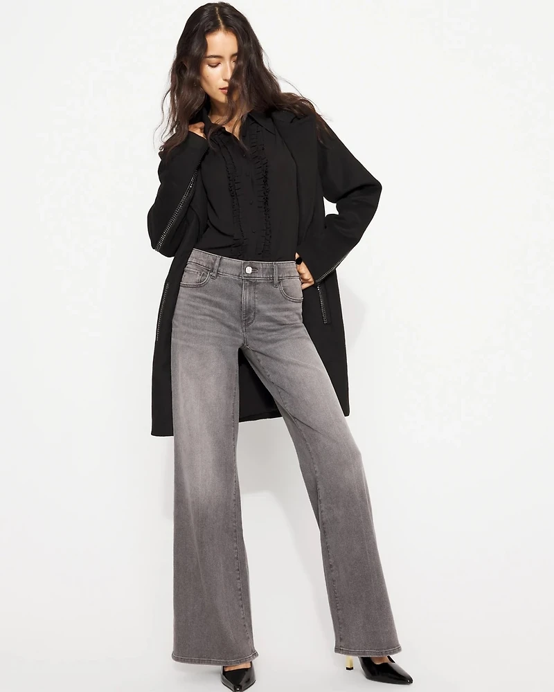 Petite Mid Rise Wide-Leg Jean