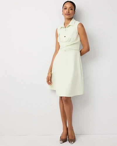 Faux Front Twist Shirt Dress