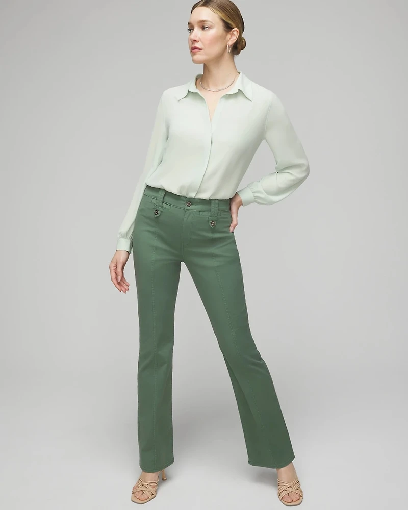 High-Rise Pret Front Seamed Bootcut Pants