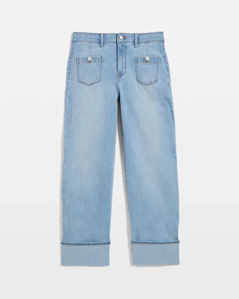 Cuffed High-Rise Wide Leg Crop Jean