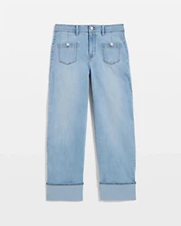 Cuffed High-Rise Wide Leg Crop Jean