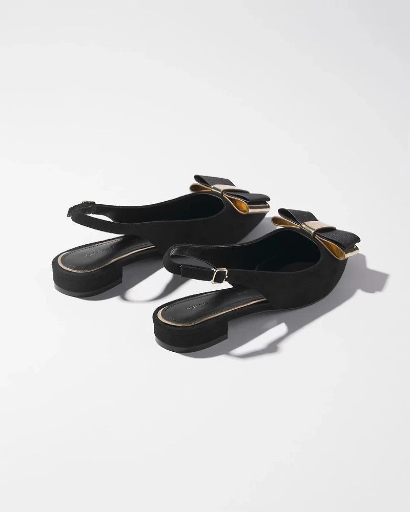 Slingback Flat with Black Bow