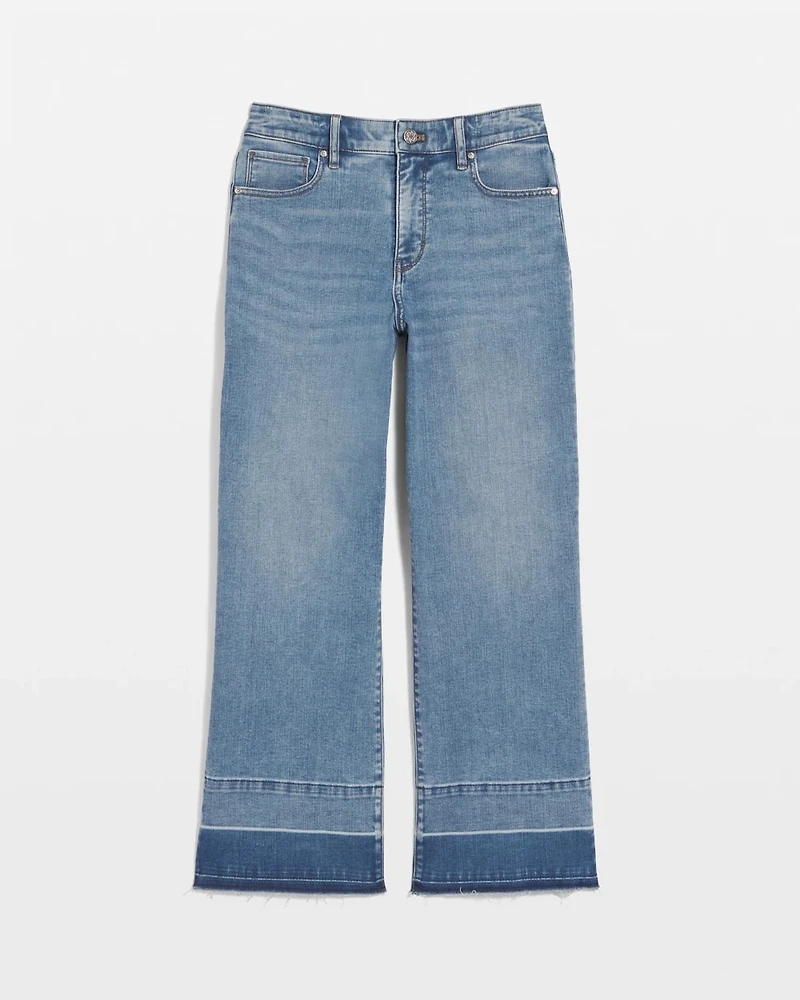 High-Rise Released Hem Wide Leg Cropped Jean