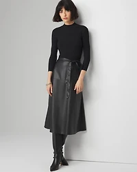 3/4 Sleeve Faux Leather Dress