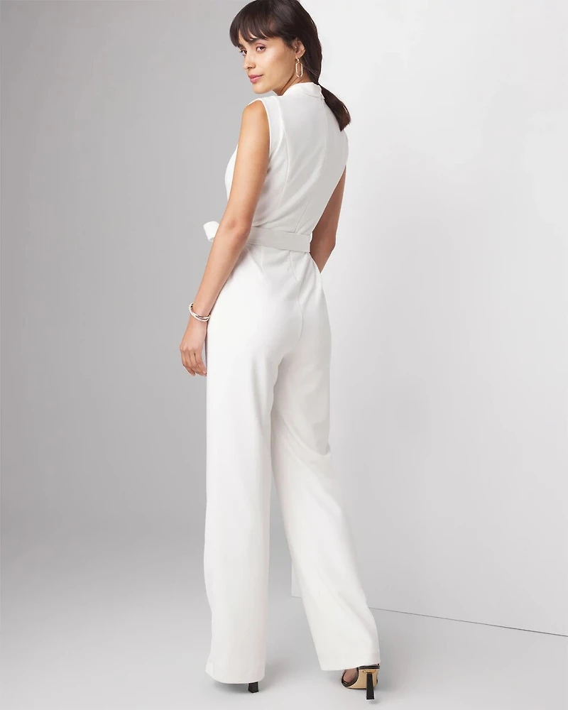 Petite Sleeveless Tie Waist Jumpsuit