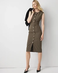 Button Front Midi Dress