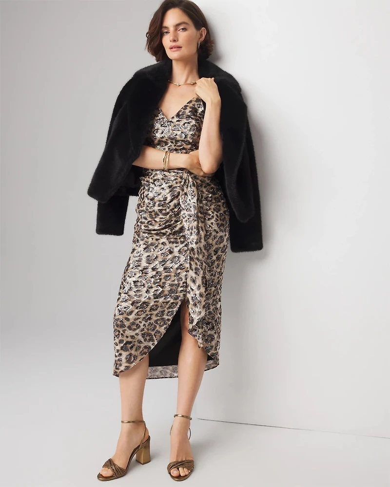 Leopard Print Faux Wrap Dress