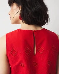 Embroidered Poplin Cropped Top