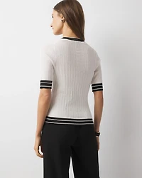Elbow-Sleeve Henley Sweater