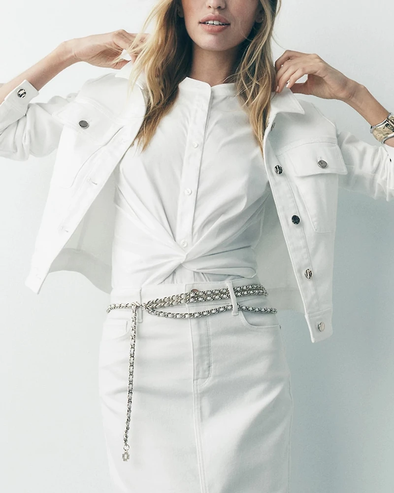 Stretch Poplin Twist Front Shell