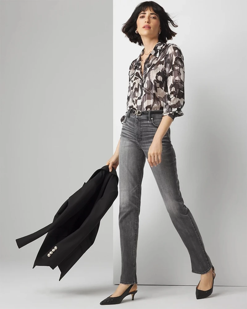 High Rise Byna Slim Jean with Slits